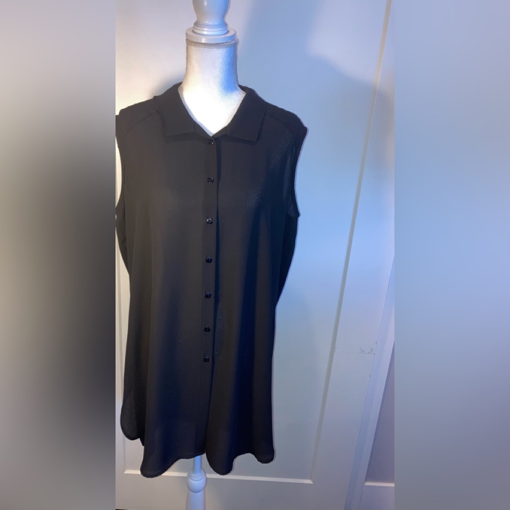 Zoe Clothing Brand sheer sleeveless blouse size L